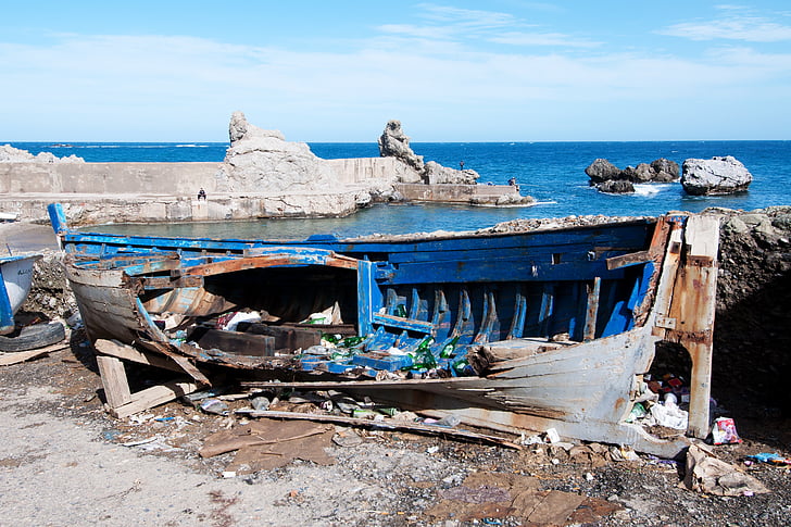 σπασμένα, εκκίνησης, λιμάνι, Ain-taya, Αλγερία, Μεσογειακή, νερό