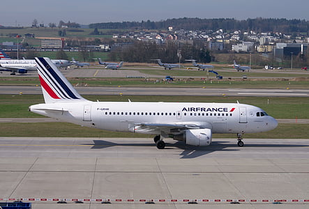 flygplan, luft Frankrike, Airbus, A319, Flygplatsen Zürich, asfalten, flygplan
