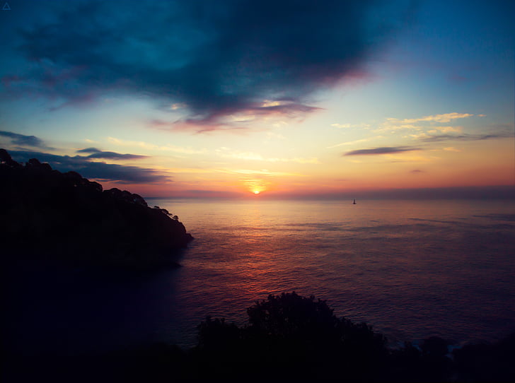 posta de sol, fotografia, natura, Costa, riba, l'aigua, roques