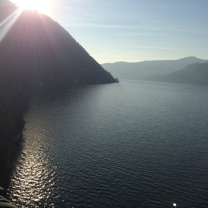 tó, téli, Comói-tó, Como, természet, hegyi, a szabadban