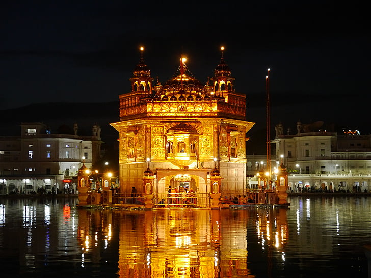 amritsar, golden temple, india, gold, temple, sikh, building