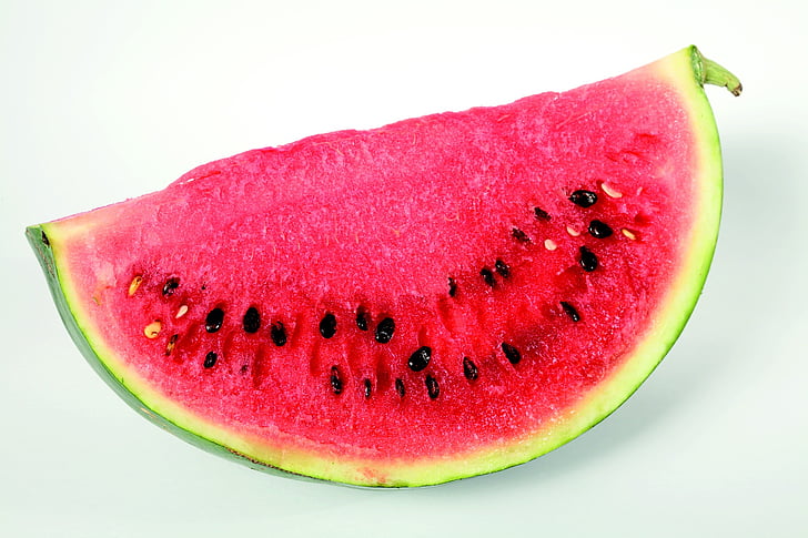 vannmelon, Sommer, søt, berrie, frukt, rød, svart frø