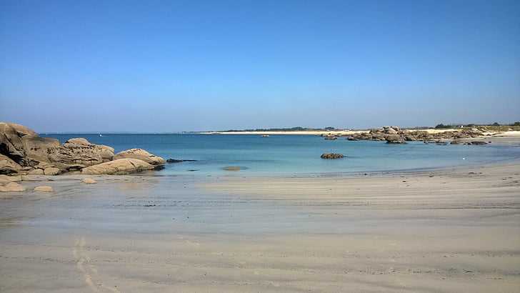Beach, táj, oldalán, Horizon, Franciaország, Bretagne-i, Trévignon