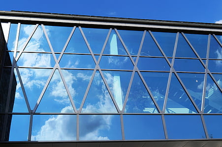 bygge, arkitektur, vinduet, glass, fasade, moderne, speiling