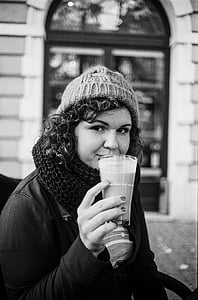 young woman, coffee, latte, young, woman, female, people