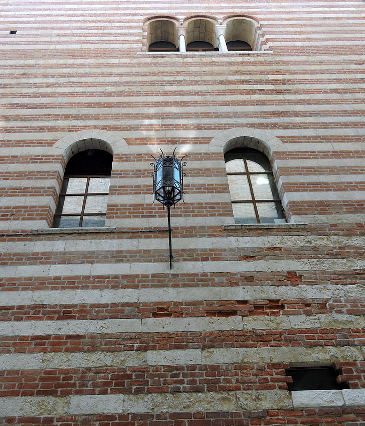 κτίριο, παράθυρο, lamppost, Αρχαία, Βερόνα, Ιταλία, αρχιτεκτονική