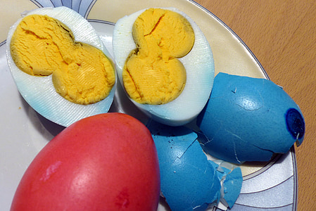 ägg, äggula, Dubbelrum, två, påskägg, färgglada, färgade