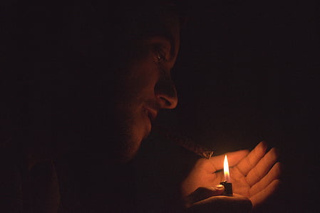 black, cigar, portrait, candle, religion, praying, flame
