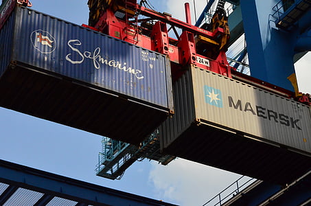 behållare, containerkranen, hamn, spridaren, twinlift, containerterminal, containerhantering