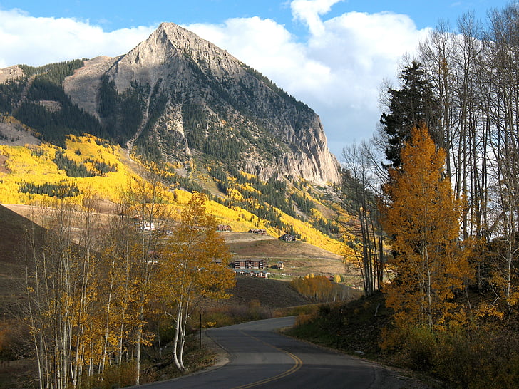 Crested butte, Colorado, berg, herfst, natuur, weg, landschap