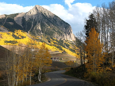 Λοφιοφόρος λόφος, Κολοράντο, βουνό, το φθινόπωρο, φύση, δρόμος, τοπίο