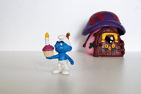 pitufo, Pitufos, Figura, juguetes, decoración, recoger, azul