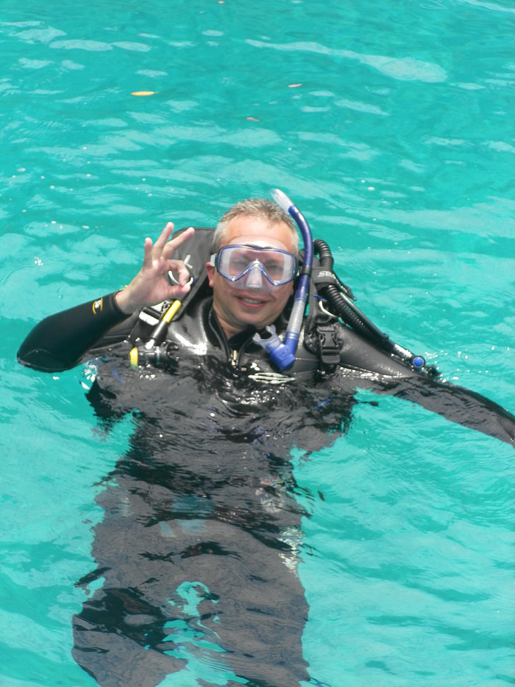 diving, mar, water, diver