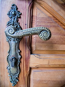 handle pintu, lama, mewah, Castle, Kuningan, baja, dekoratif