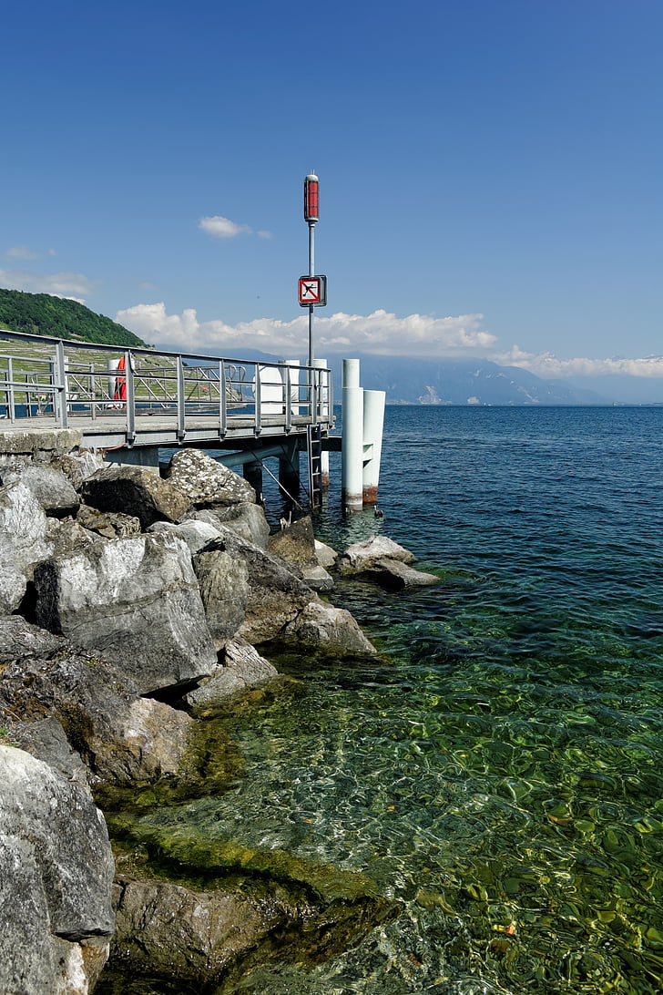 Ženevsko jezero, Švica, Vaud, vlagatelji, modra, vode, jezero