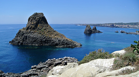 Kyklopských ostrovů, Sicílie, Itálie, Já?, oceán, voda, kameny