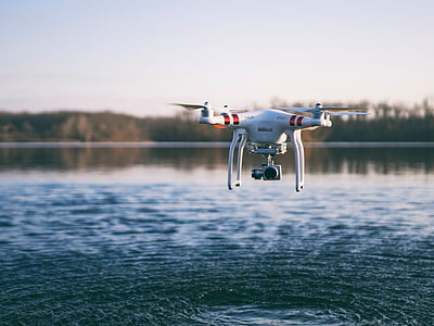 drone, appareil photo, nuages, Sky, vidéo, compte rendu, eau