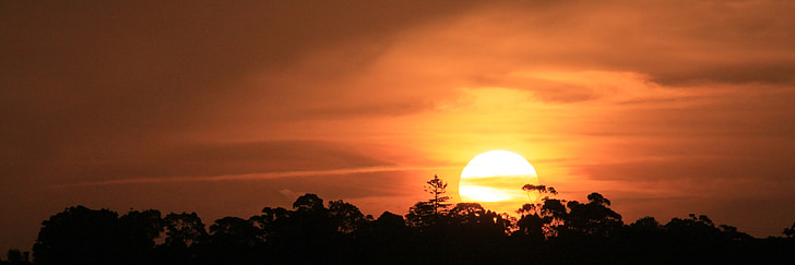 solnedgang, rød, himmelen, solen, soloppgang, natur, landskapet