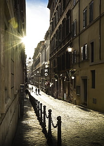 Italia, calle, puesta de sol, Roma, viajes, Europa, antiguo