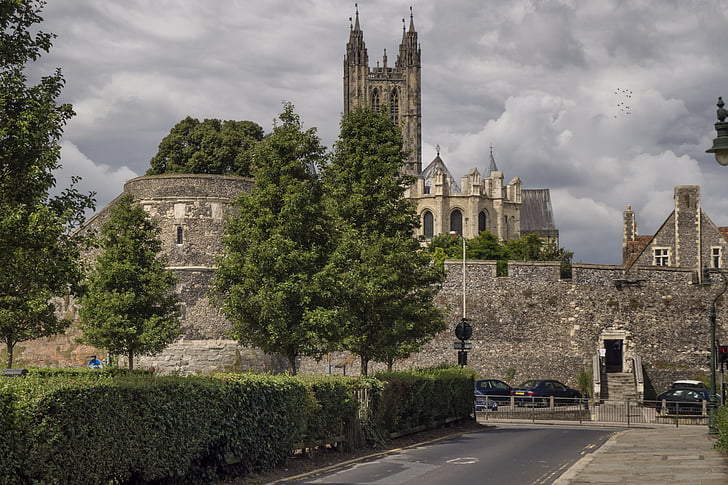 Kathedrale, Canterbury, Stadtmauer, Welterbe, UNESCO, Kathedrale des Christentums, Wolken