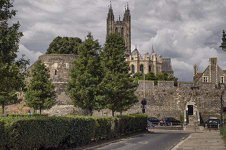 katedraali, Canterbury, kaupunginmuuri, Maailmanperintö, Unescon, katedraali kristinuskon, pilvet