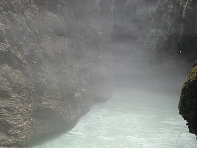 fog, epic, gorge, water, nature, waterfall, river