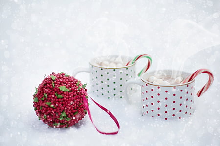 горещ шоколад, сняг, шал, Коледа, Горещи, напитка, зимни