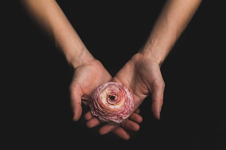 tmavé, Ručné, ARM, Palm, kvet, ľudskou rukou, časti ľudského tela