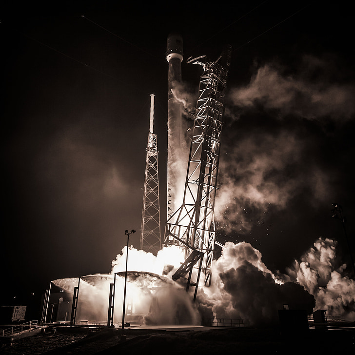 rocket, flight, spacex, industry, pollution, technology, factory