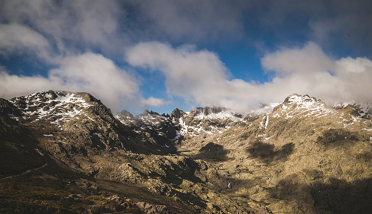 berg, Highland, blauw, hemel, wolken, natuur, landschap