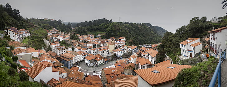 Cudillero, Asturias, oameni, case, Costa, mare, portul cudillero