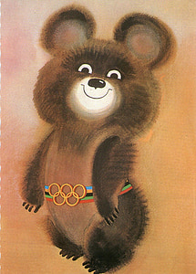 Olympische spelen, mascotte, Teddybeer, dier, harige, illustratie
