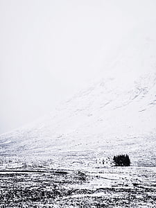 juoda ir balta, šaldymo, kraštovaizdžio, kalnų, sniego, žiemą