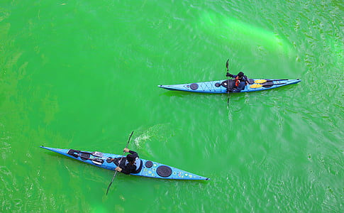 chicago, chicago river, st patrick's day, downtown, city, water, sport