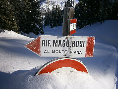 lumi, Lõuna-Tirooli, talvel, Itaalia, talvistel, sügav lumi, märk