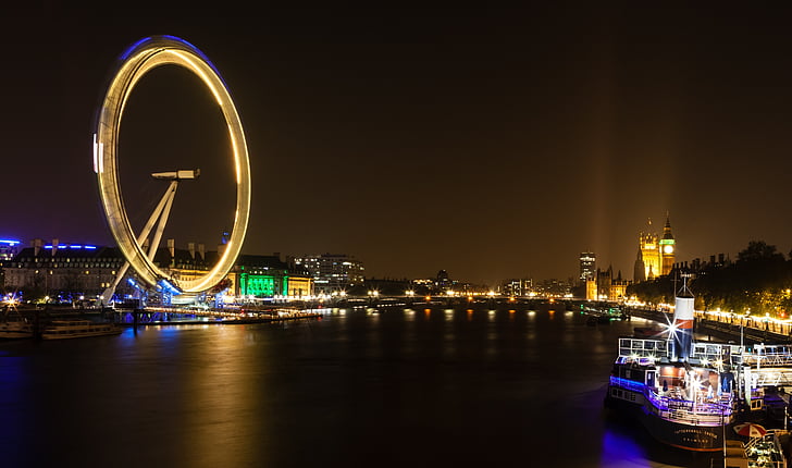 London Eye-maailmanpyörä, Thames, Englanti, Maamerkki, kuuluisa, Kaupunkikuva, arkkitehtuuri