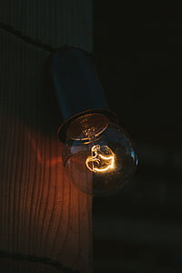 lâmpada, lâmpada, luz, faísca, candelabro, escuro, à noite