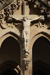 Jezus aan het Kruis, kerk, het platform, kruisbeeld, gebouw