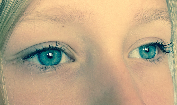 очите, синьо, сини очи, Момиче, лицето, лице, жена