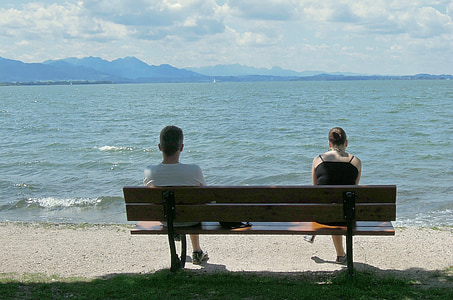 bench, sea, lake, water, summer, relax, mood