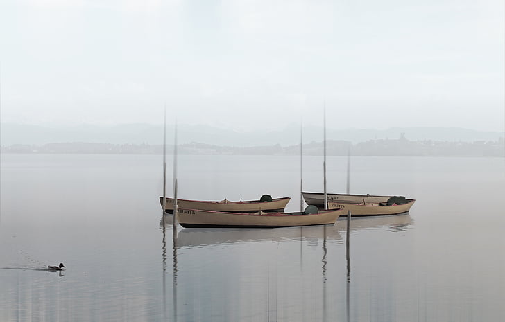 tàu thuyền, sương mù, Lake, sương mù, Thiên nhiên, sông, bầu trời