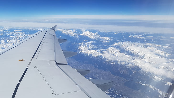 alpejska, samolot, góry, lotu, latać, niebo, ulotki