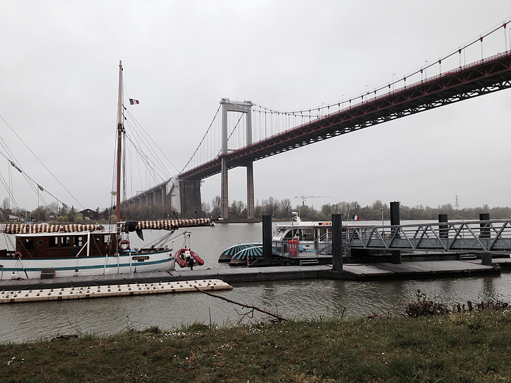 Jembatan, jembatan suspensi, Port, Garonne, Sungai, Bordeaux, Prancis