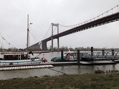 γέφυρα, κρεμαστή γέφυρα, λιμάνι, Garonne, Ποταμός, Μπορντό, Γαλλία
