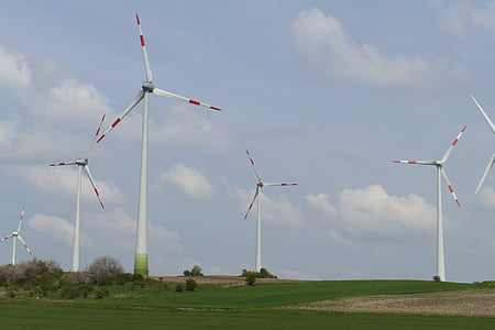 풍력 발전, 로 터, 에너지, 에코 에너지, windräder, 현재, 푸른 하늘