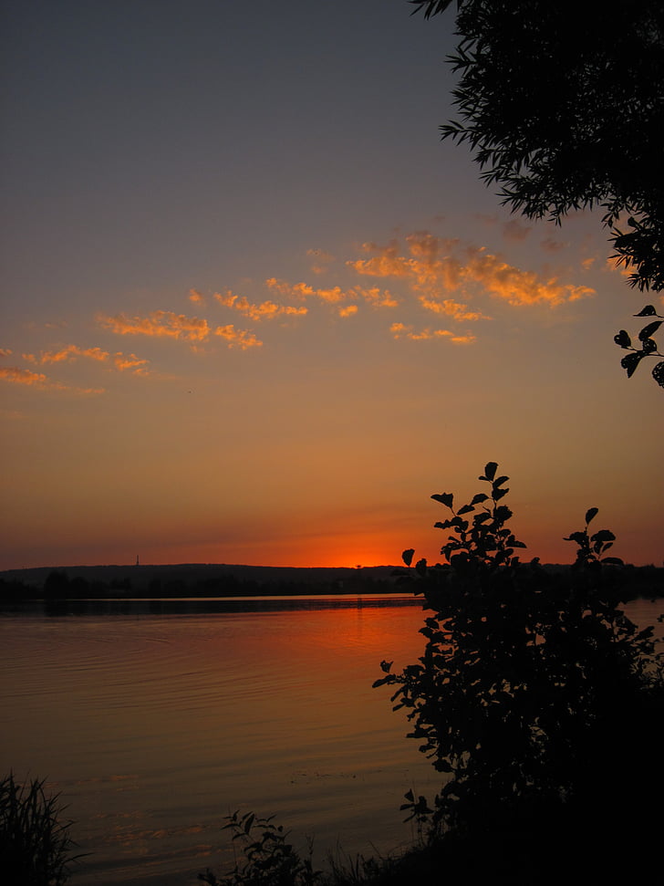 solnedgang, Lake, abendstimmung, natur, romantikk, solen, vann