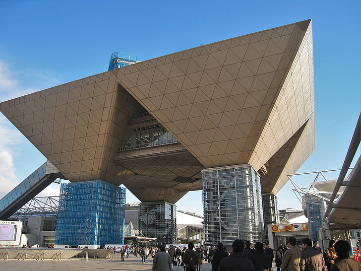 tokyo big sight japan, building, structure, inverted pyramid, international exhibition center, tokyo metropolitan area, koto