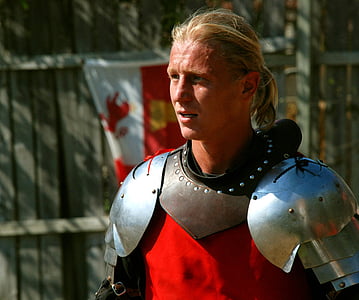 Chevalier, blond, Portrait, Fighter, armure, médiévale, Chevalier - personne