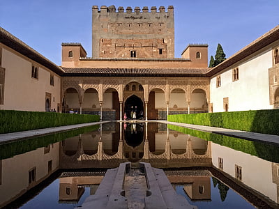 Alhambra, Spanien, Granada, Andalusien, arkitektur, historiska, muslimska