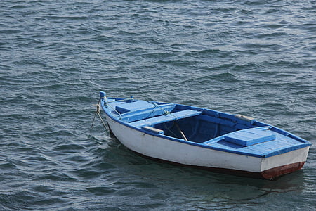 Sea, pikku veneessä, sininen, vesi, vene
